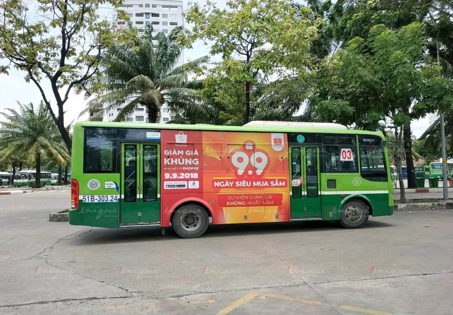 quảng cáo xe buýt cho shopee