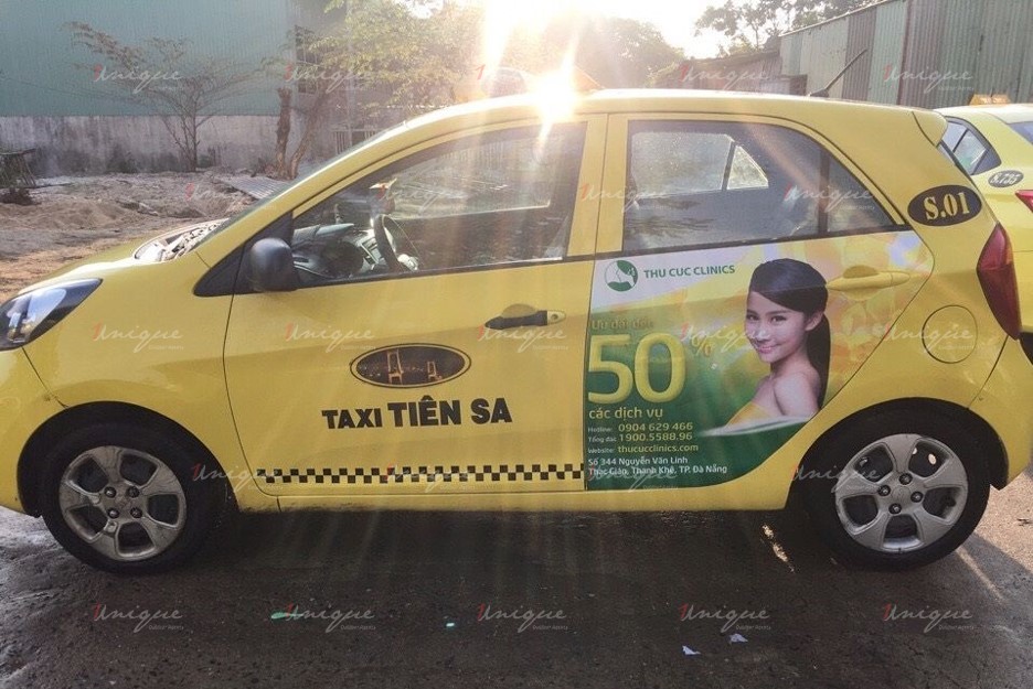 quảng cáo trên xe taxi tại Quảng Trị