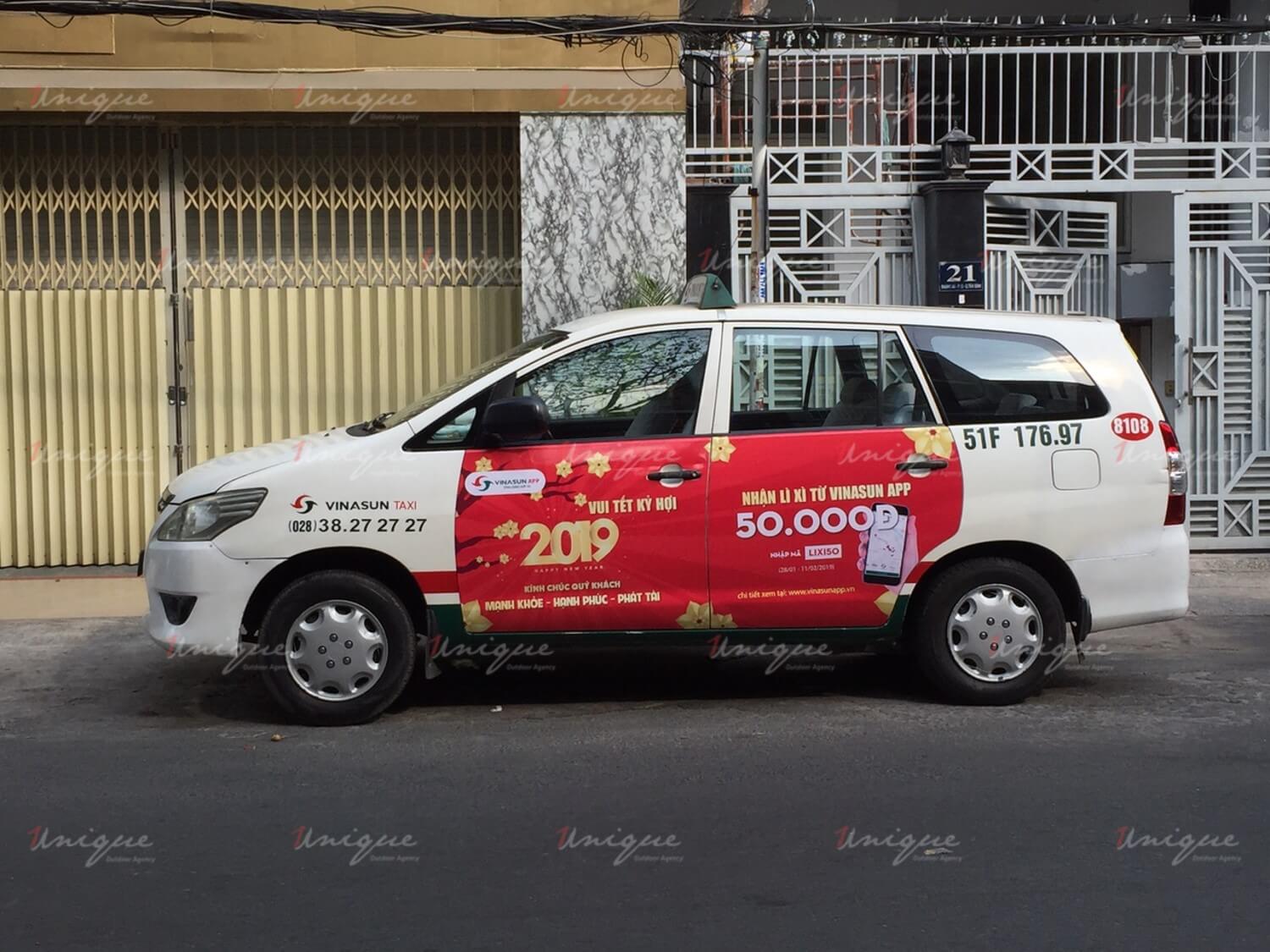 quảng cáo trên taxi Vinasun