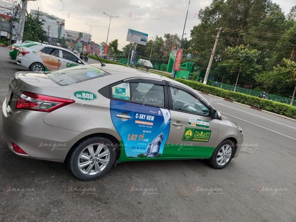 quảng cáo trên taxi Mai Linh
