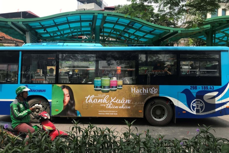 quảng cáo xe buýt cho hachi