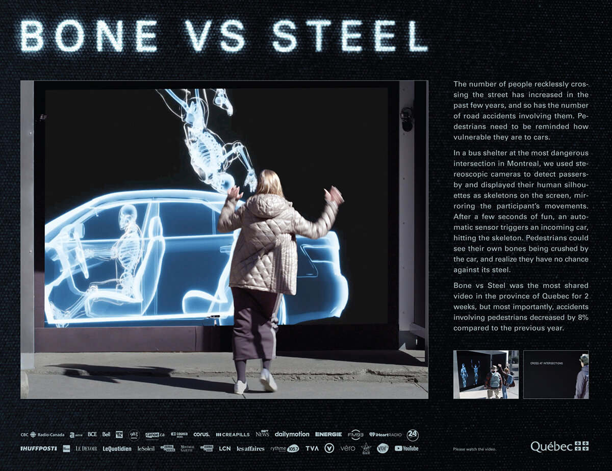 Biển quảng cáo tương tác “Bone VS Steel” nhắc nhở an toàn giao thông đường bộ