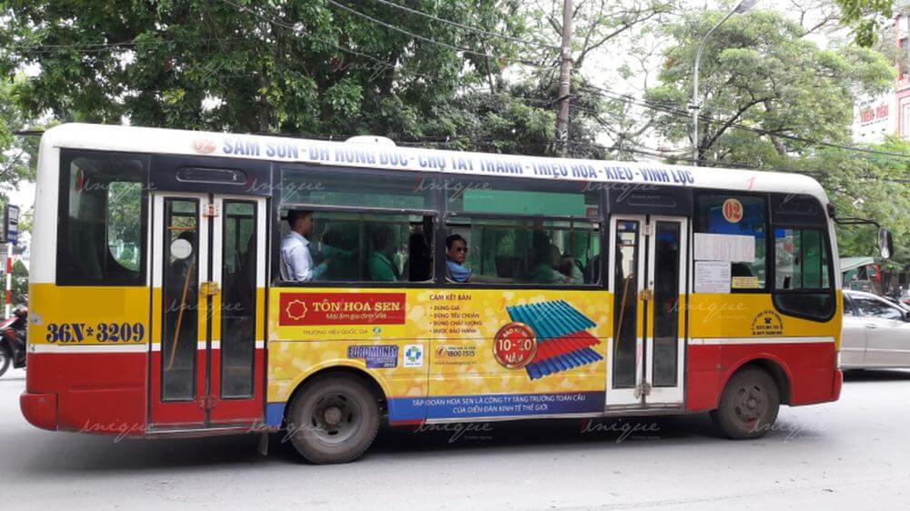 Báo giá dịch vụ thi công quảng cáo xe bus tại Thanh Hóa