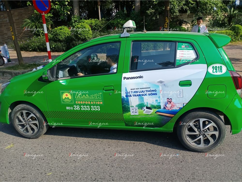Quạt hút Panasonic quảng cáo trên xe taxi Mai Linh 2020