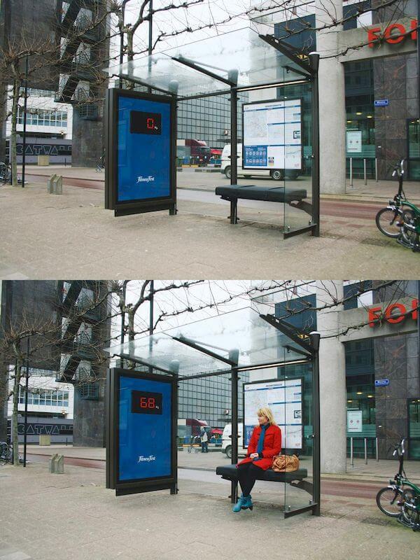quảng cáo nhà chờ xe buýt sáng tạo