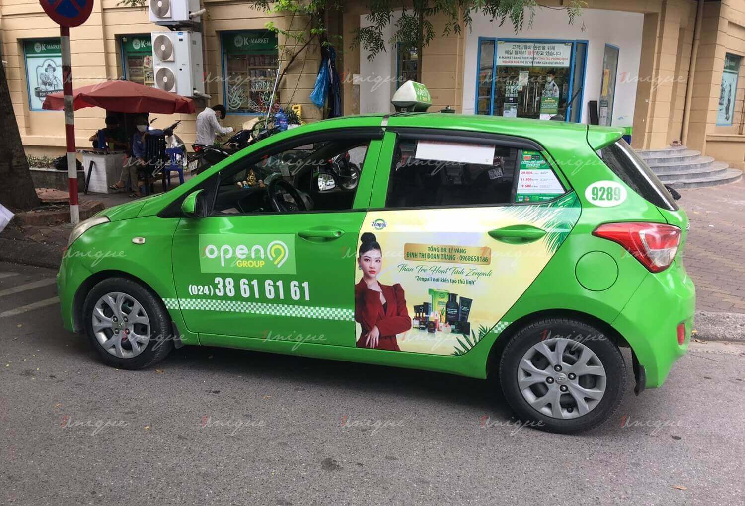 Zenpali Group quảng cáo trên xe taxi Open99 tại Hà Nội