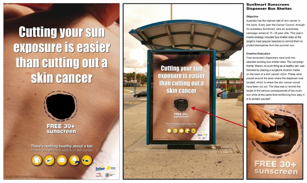 Quảng cáo nhà chờ xe bus tương tác của Hiệp hội Phòng chống Ung thư Tây Úc