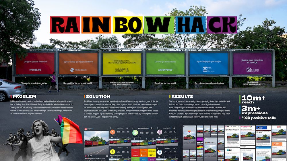 Rainbow Hack: Billboard từ 6 tổ chức phi chính phủ tạo thành cờ lục sắc để ủng hộ LGBT