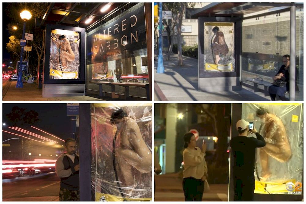 Creative OOH #9: Quảng cáo nhà chờ xe bus sáng tạo của Netflix quảng bá phim "Altered Carbon"