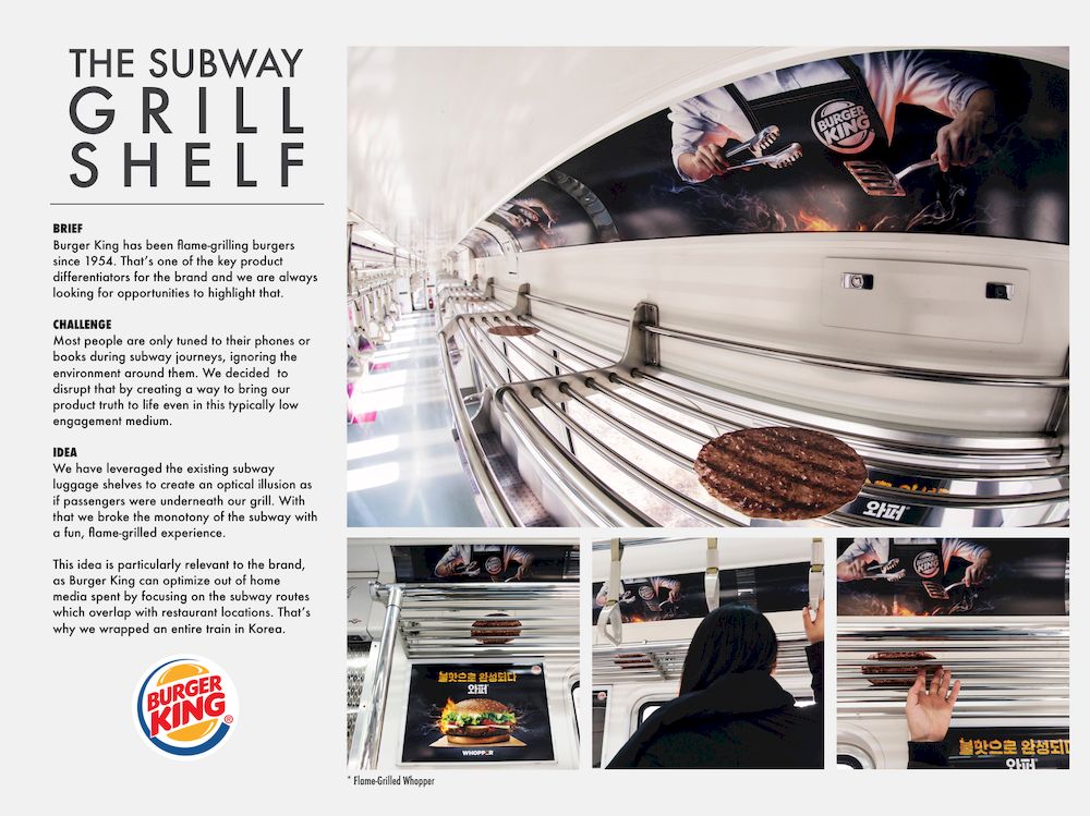 Quảng cáo trên tàu điện ngầm sáng tạo của Burger King tại Hàn Quốc
