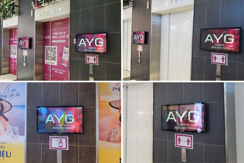 Mỹ phẩm Hàn Quốc AYG quảng cáo màn hình LCD Aeon Mall Long Biên