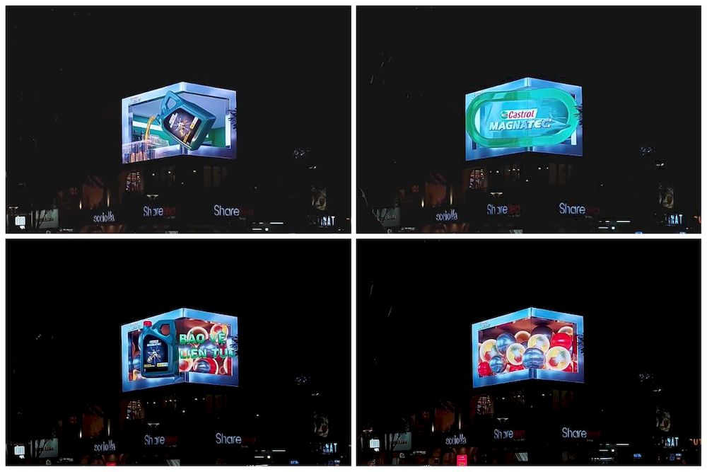 Creative OOH: Castrol Việt Nam quảng cáo LED 3D cực ấn tượng trên màn hình LED phố đi bộ Nguyễn Huệ