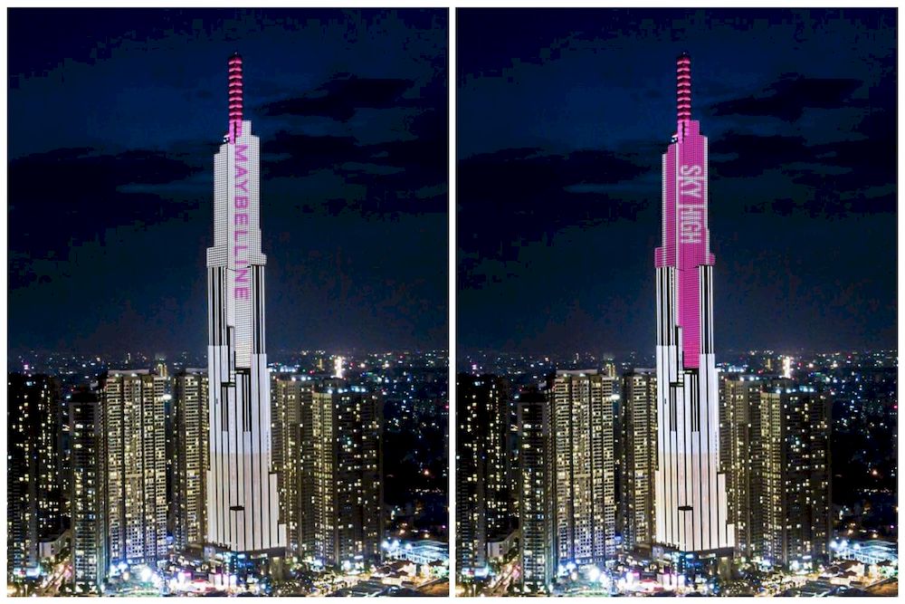 Creative OOH #22: Maybelline quảng cáo LED Building “hô biến” tòa tháp Landmark 81 Sài Gòn thành “cây chuốt mi” khổng lồ