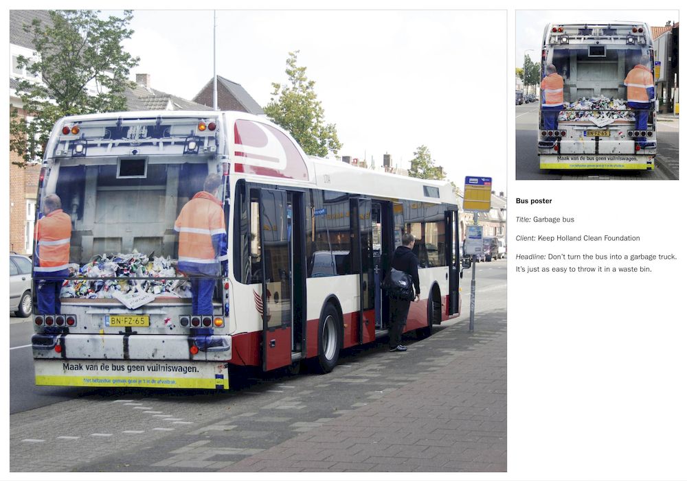 Creative OOH: Quỹ bảo vệ môi trường Hà Lan quảng cáo xe bus để kêu gọi mọi người vứt rác đúng nơi quy định