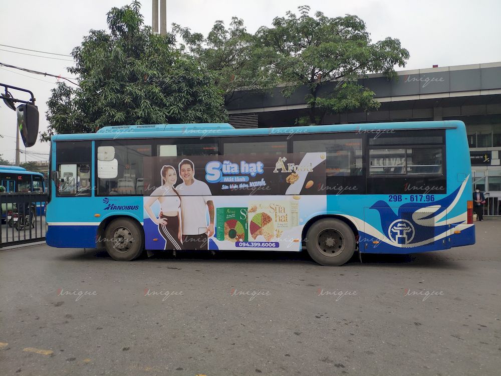 Sữa hạt A+ Food quảng cáo trên xe bus tại Hà Nội tuyến 48