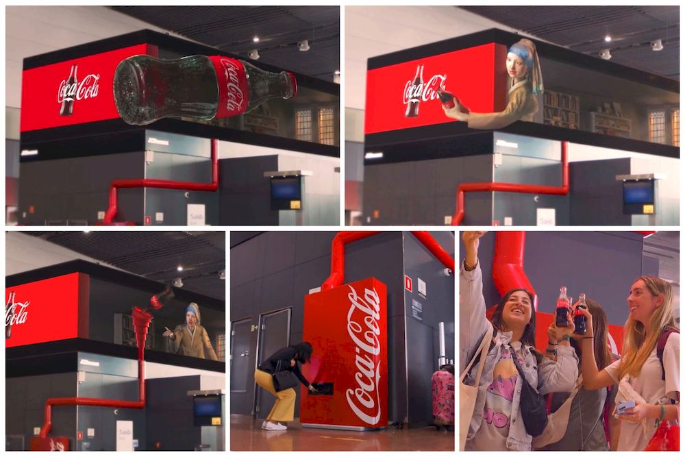 Unique Cretive OOH: Quảng cáo 3D DOOH tương tác với máy bán hàng tự động đầy thú vị của Coca-Cola