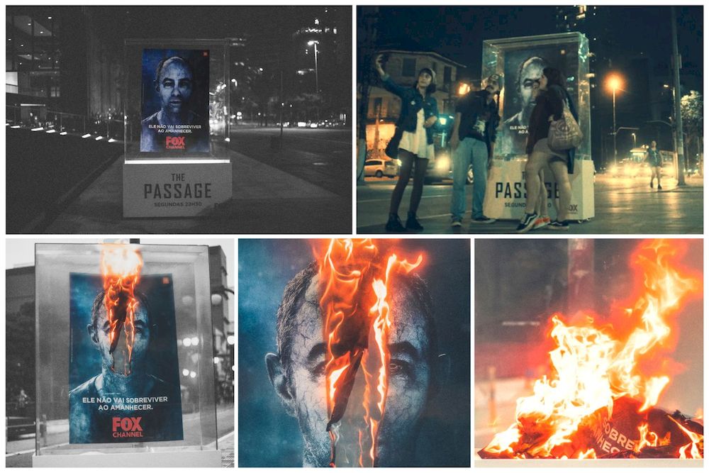 Unique Creative OOH: Fox quảng bá phim “The Passage” với Poster quảng cáo bị đốt cháy