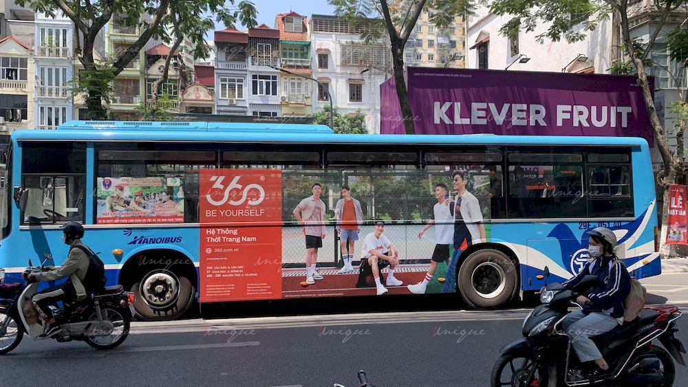 Thời trang nam 360 Boutique quảng cáo trên xe bus tại Hà Nội