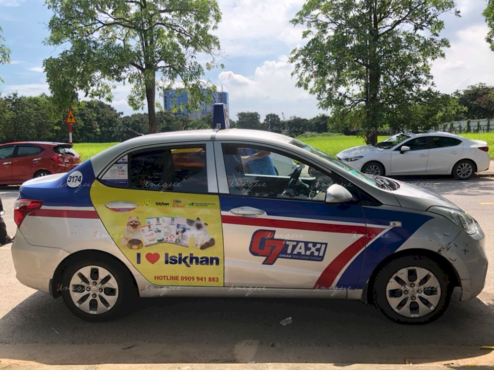 Cat's Eye và Iskhan quảng cáo trên taxi G7, VinaSun tại Hà Nội, Hồ Chí Minh