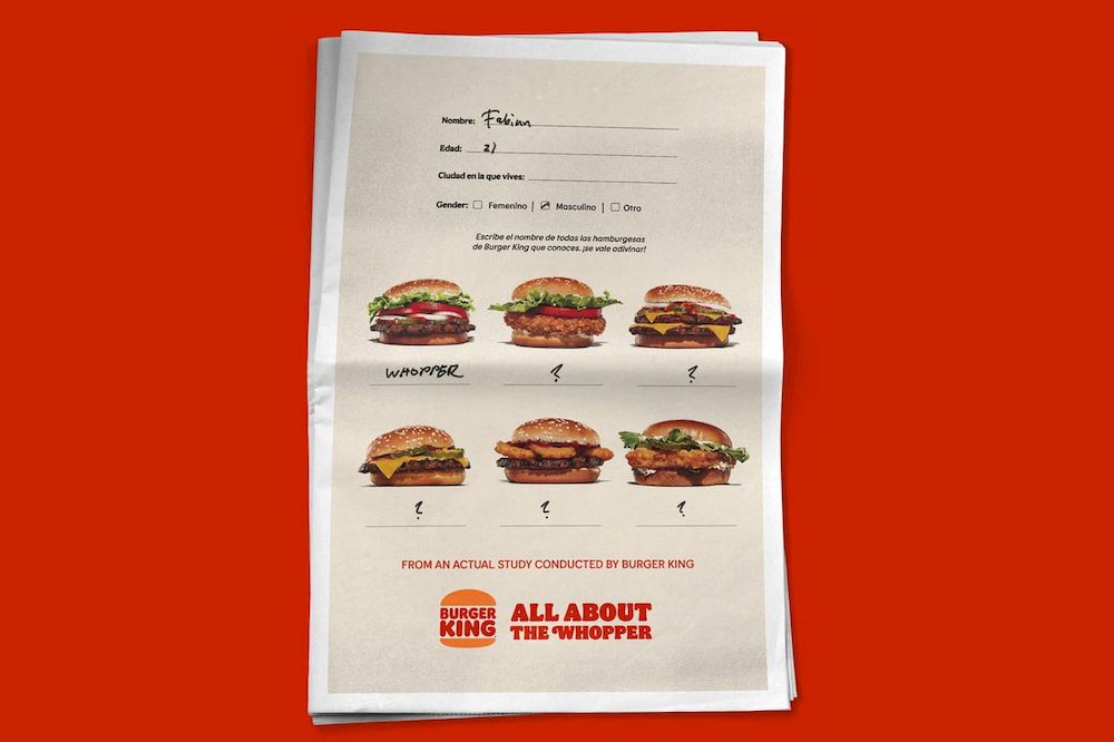 Chiến dịch OOH "All about the Whopper" của Burger King sử dụng kết quả khảo sát thực tế từ khách hàng