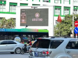 Aristino quảng bá logo kỷ niệm 10 năm trên màn hình LED quảng cáo Trần Duy Hưng